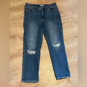 BayEAS Distressed Straight Leg Jeans Size 16W | Stretch Denim